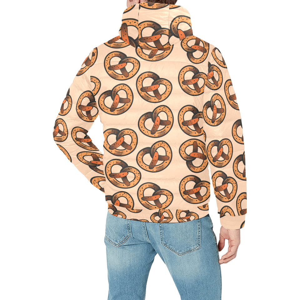 Pretzels Pattern Print Design 02 Men's Padded Hooded Jacket(ModelH42)