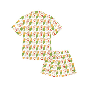 Sandwich Pattern Print Design 02 Kids' Boys' Girls' V-Neck Short Pajama Set
