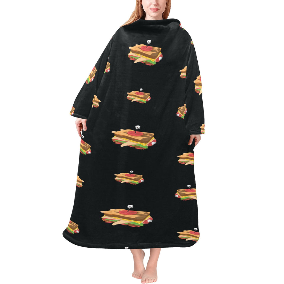 Sandwich Pattern Print Design 03 Blanket Robe with Sleeves