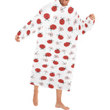 Ladybug Pattern Print Design 04 Blanket Robe with Sleeves