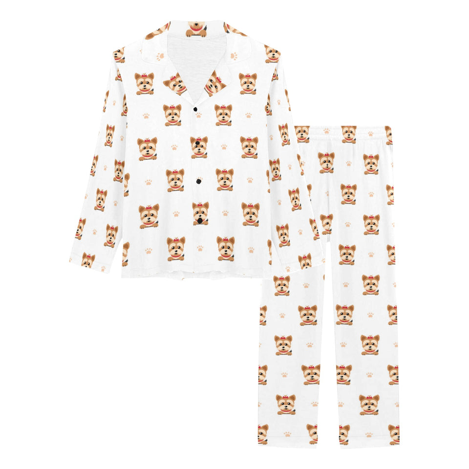 Yorkshire Terrier Pattern Print Design 03 Women's Long Pajama Set