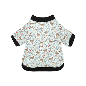 Teddy Bear Pattern Print Design 02 All Over Print Pet Dog Round Neck Fuzzy Shirt