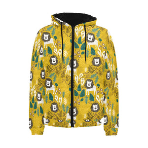 Lion Pattern Print Design 01 Men's Padded Hooded Jacket(ModelH42)