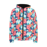 Hibiscus Pattern Print Design 05 Men's Padded Hooded Jacket(ModelH42)