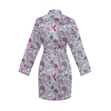 Hummingbird Pattern Print Design 04 Women's Long Sleeve Belted Night Robe