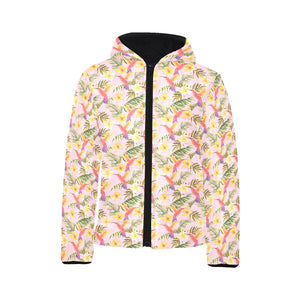 Hummingbird Pattern Print Design 03 Kids' Boys' Girls' Padded Hooded Jacket