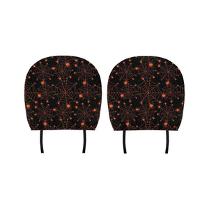 Orange Cobweb Spider Web Pattern Car Headrest Cover