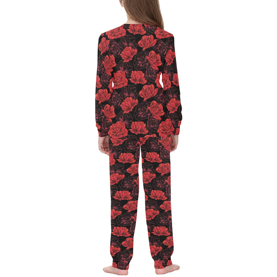 Rose Pattern Print Design 01 Kids' Boys' Girls' All Over Print Pajama Set