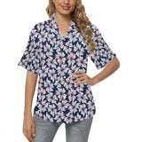 Hibiscus Pattern Print Design 02 Women's All Over Print Hawaiian Shirt