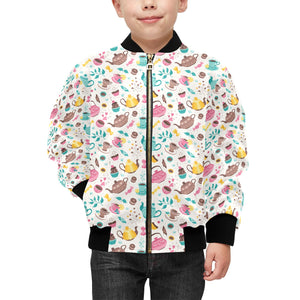 Tea pots Pattern Print Design 05 Kids' Boys' Girls' Bomber Jacket