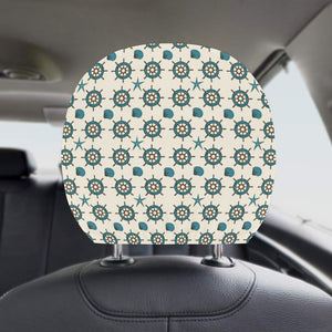 Nautical Steering Wheel Rudder Shell Pattern Car Headrest Cover