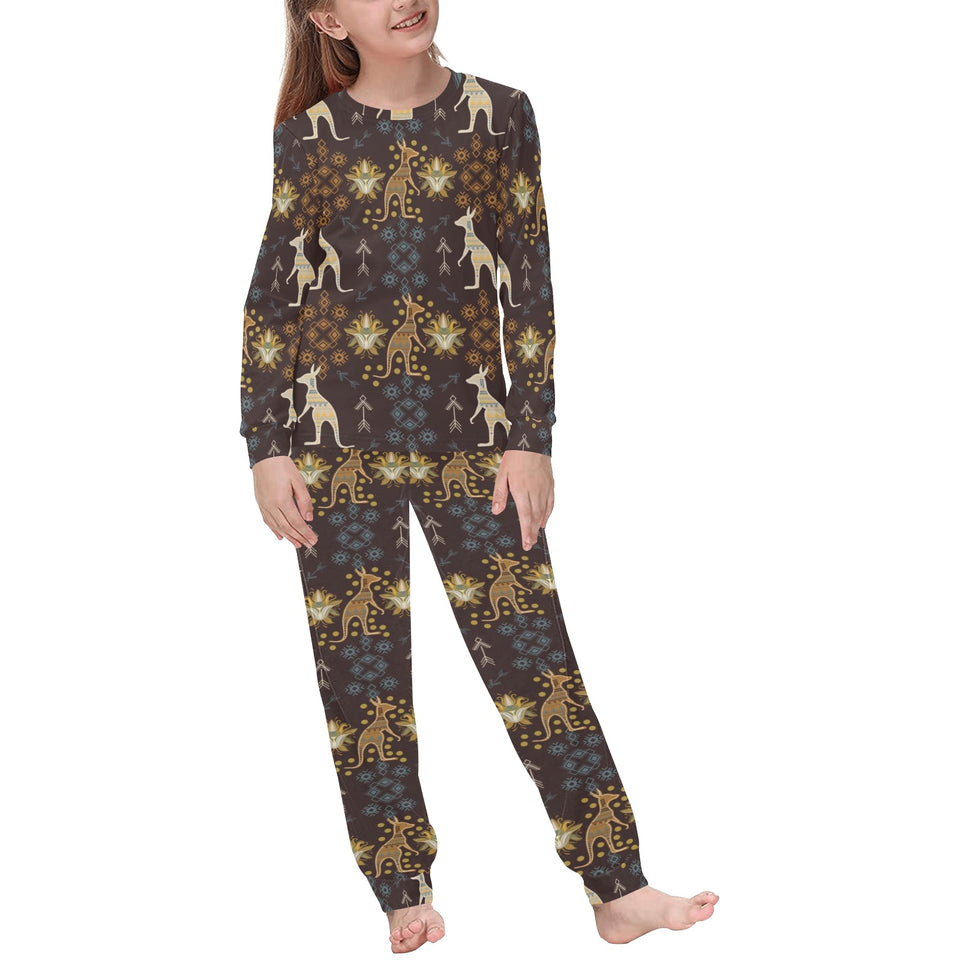 Kangaroo Aboriginal Theme Pattern Kids' Boys' Girls' All Over Print Pajama Set