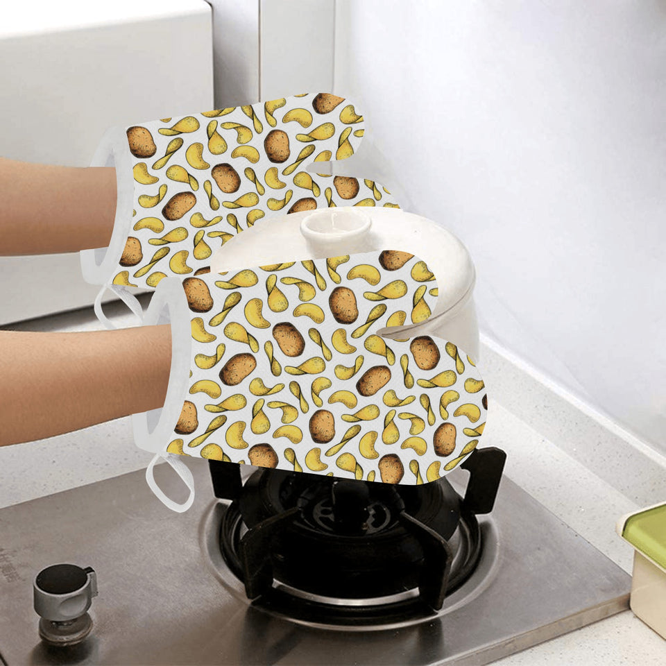 Potato Chips Pattern Print Design 01 Heat Resistant Oven Mitts