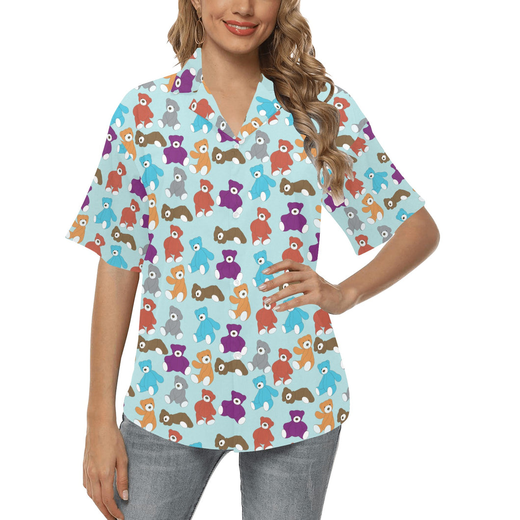 Teddy Bear Pattern Print Design 03 Women's All Over Print Hawaiian Shirt