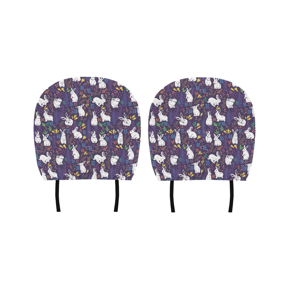 Rabbit Leaves Pattern Car Headrest Cover