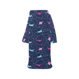 Stingray Pattern Print Design 05 Blanket Robe with Sleeves