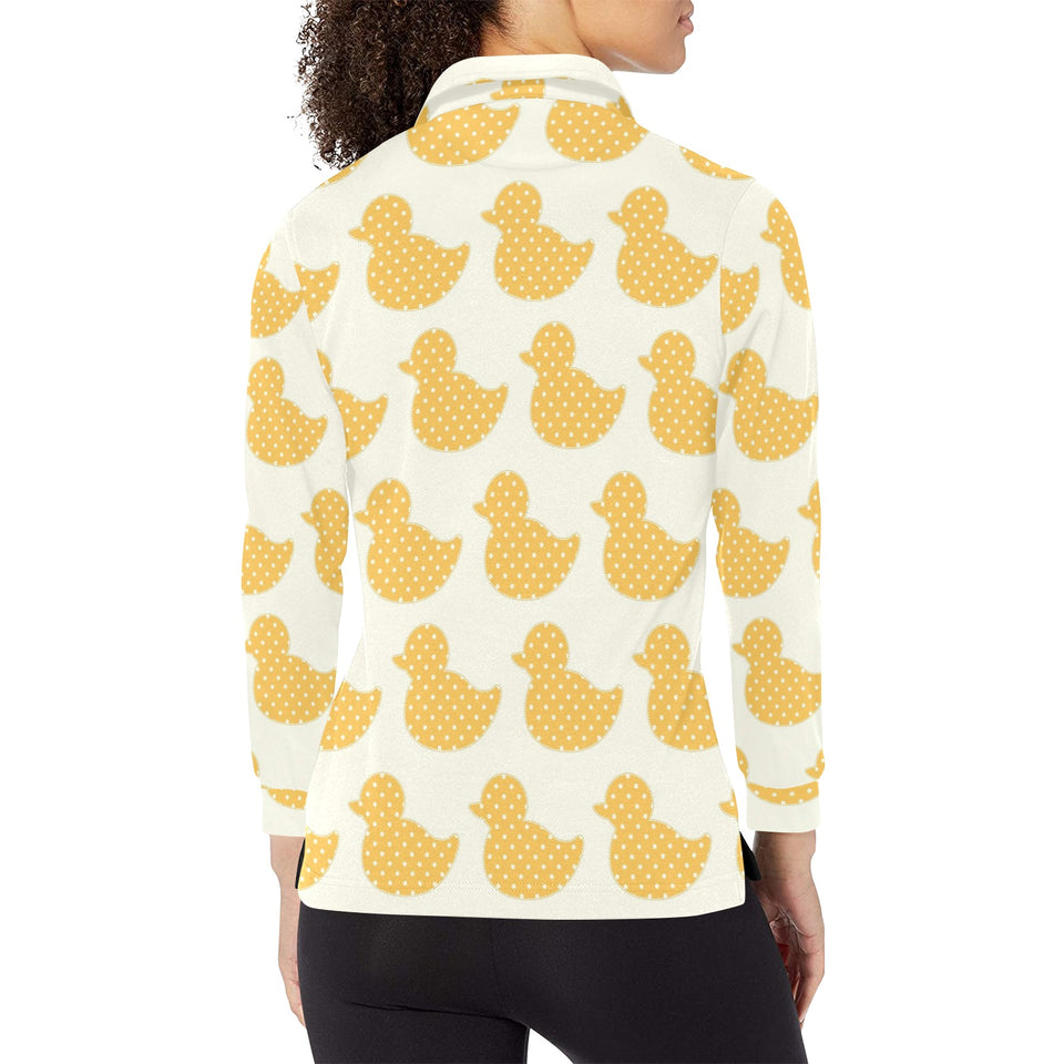 Duck Pattern Print Design 05 Women's Long Sleeve Polo Shirt