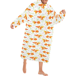 Goldfish Pattern Print Design 03 Blanket Robe with Sleeves