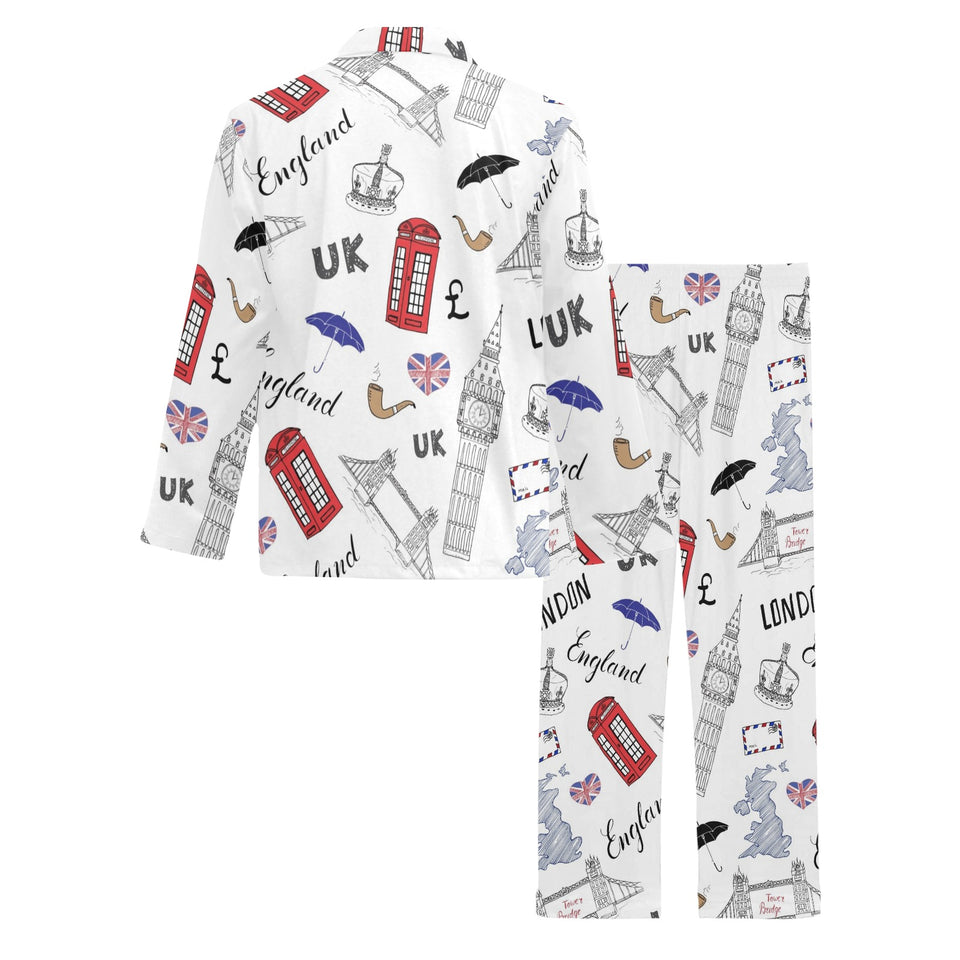 British Pattern Print Design 01 Men's Long Pajama Set