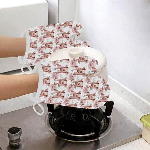 Pig Pattern Print Design 04 Heat Resistant Oven Mitts