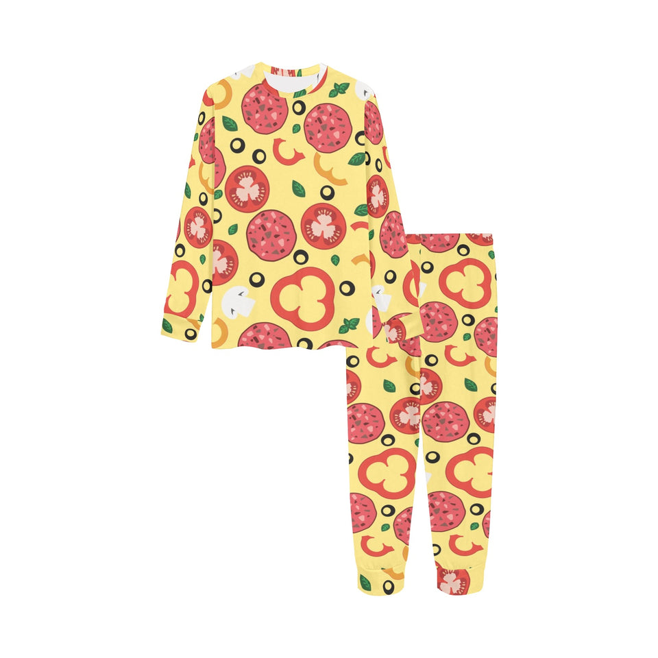 Pizza Tomato Salami Texture Pattern Kids' Boys' Girls' All Over Print Pajama Set