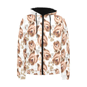 Yorkshire Terrier Pattern Print Design 04 Men's Padded Hooded Jacket(ModelH42)