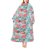 Rose Pattern Print Design 03 Blanket Robe with Sleeves