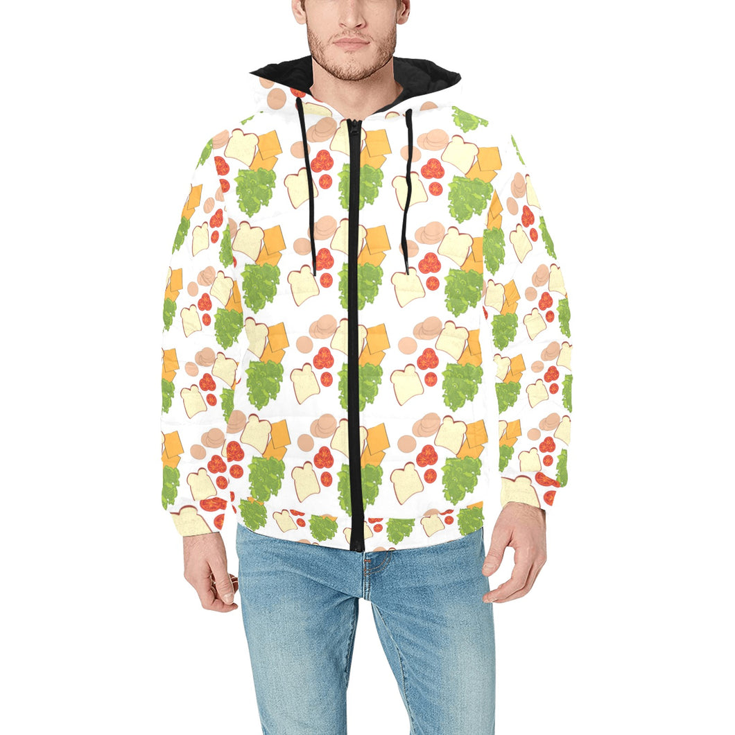 Sandwich Pattern Print Design 02 Men's Padded Hooded Jacket(ModelH42)