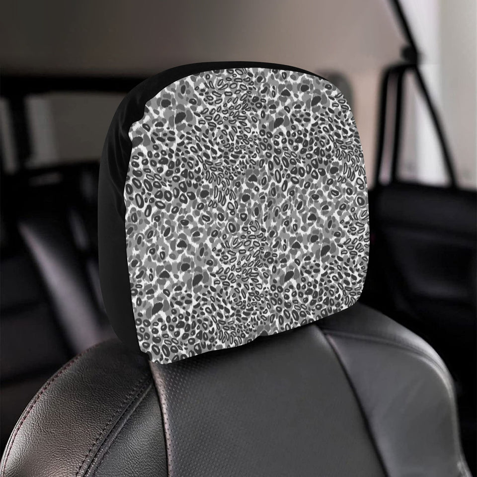 Gray Leopard Texture Pattern Car Headrest Cover