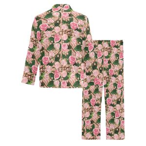 Rose Pattern Print Design 04 Men's Long Pajama Set