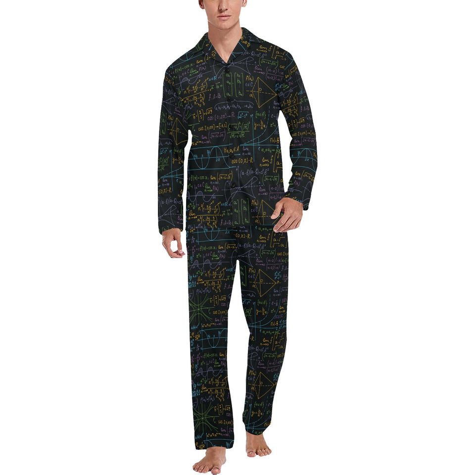 Math Pattern Print Design 01 Men's Long Pajama Set