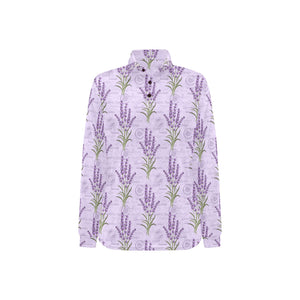 Lavender Pattern Background Women's Long Sleeve Polo Shirt