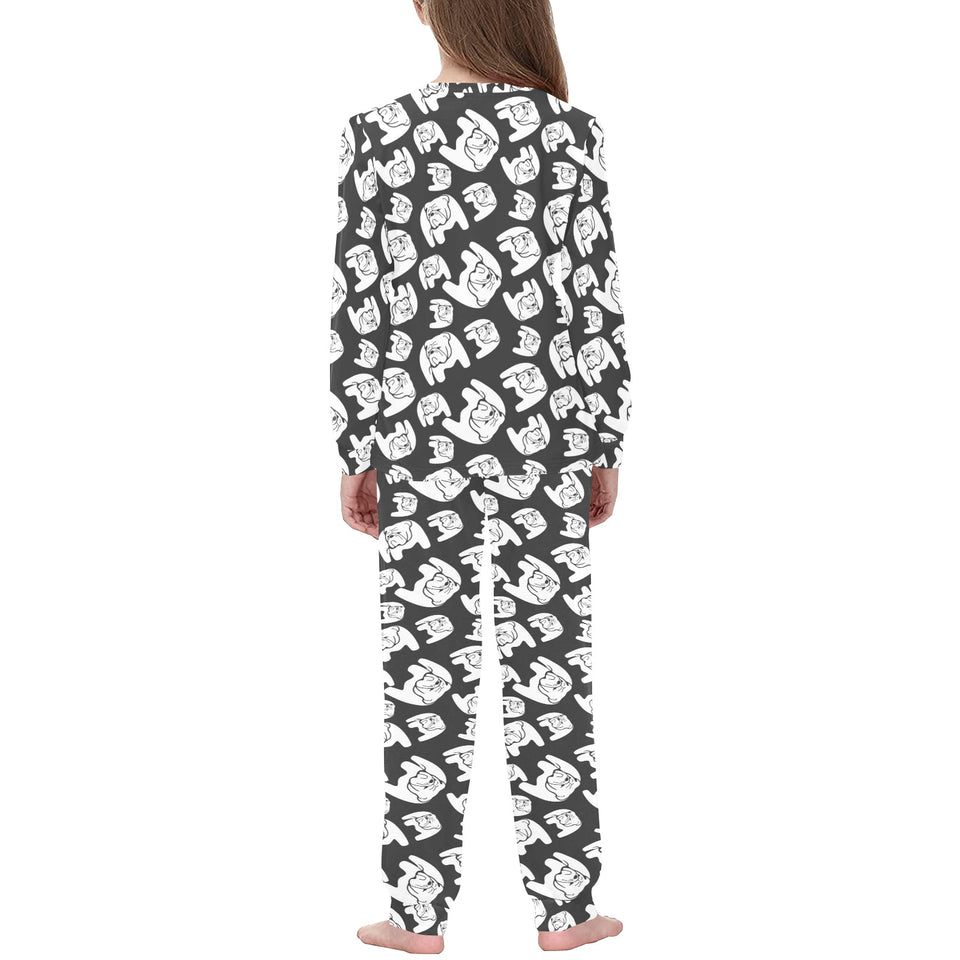 English Bulldog Pattern Print Design 02 Kids' Boys' Girls' All Over Print Pajama Set