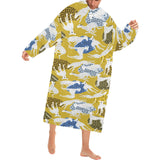 Greyhound Pattern Print Design 02 Blanket Robe with Sleeves