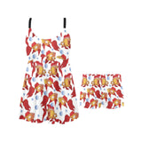 Goldfish Pattern Print Design 02 Chest Sexy Pleated Two Piece Swim Dress