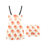 Goldfish Pattern Print Design 05 Chest Sexy Pleated Two Piece Swim Dress