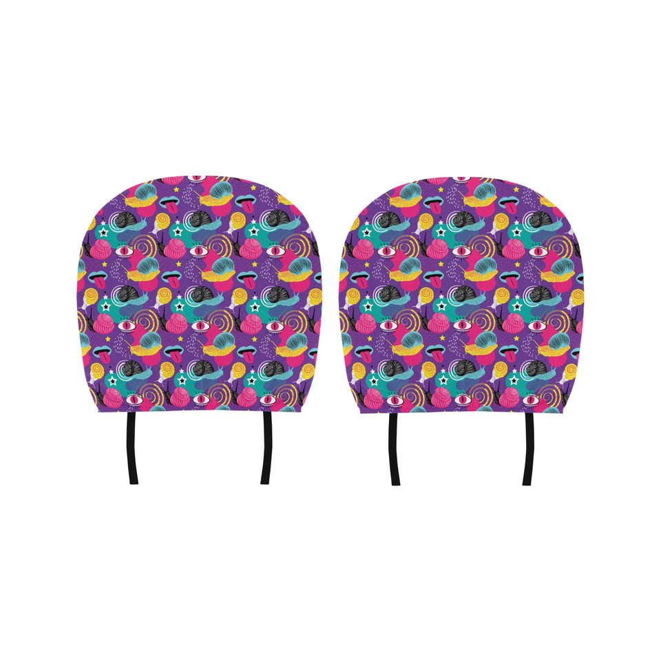 Snail Pattern Print Design 02 Car Headrest Cover