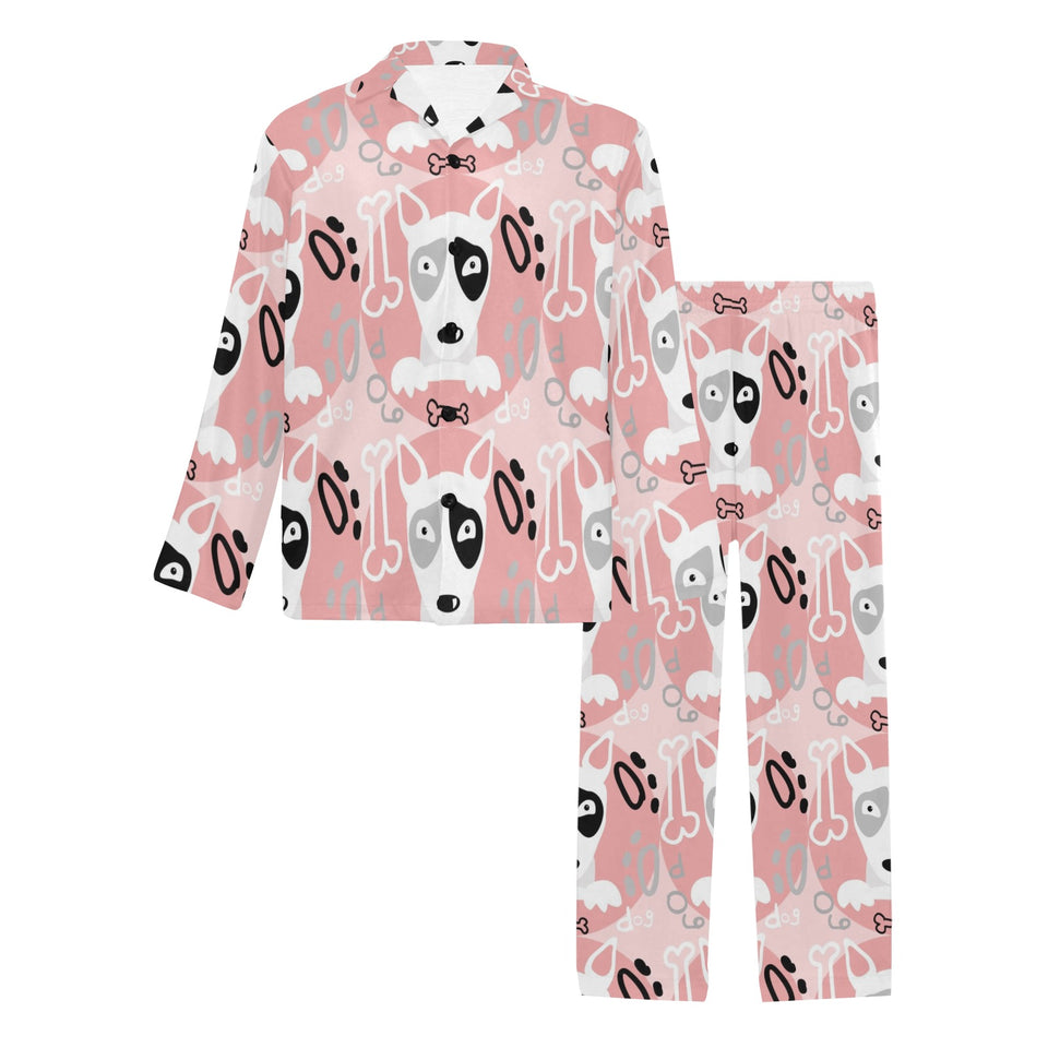 Bull Terrier Pattern Print Design 03 Men's Long Pajama Set