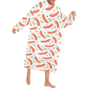 Sausage Pattern Print Design 03 Blanket Robe with Sleeves