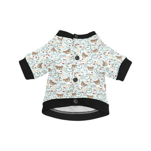 Teddy Bear Pattern Print Design 02 All Over Print Pet Dog Round Neck Fuzzy Shirt