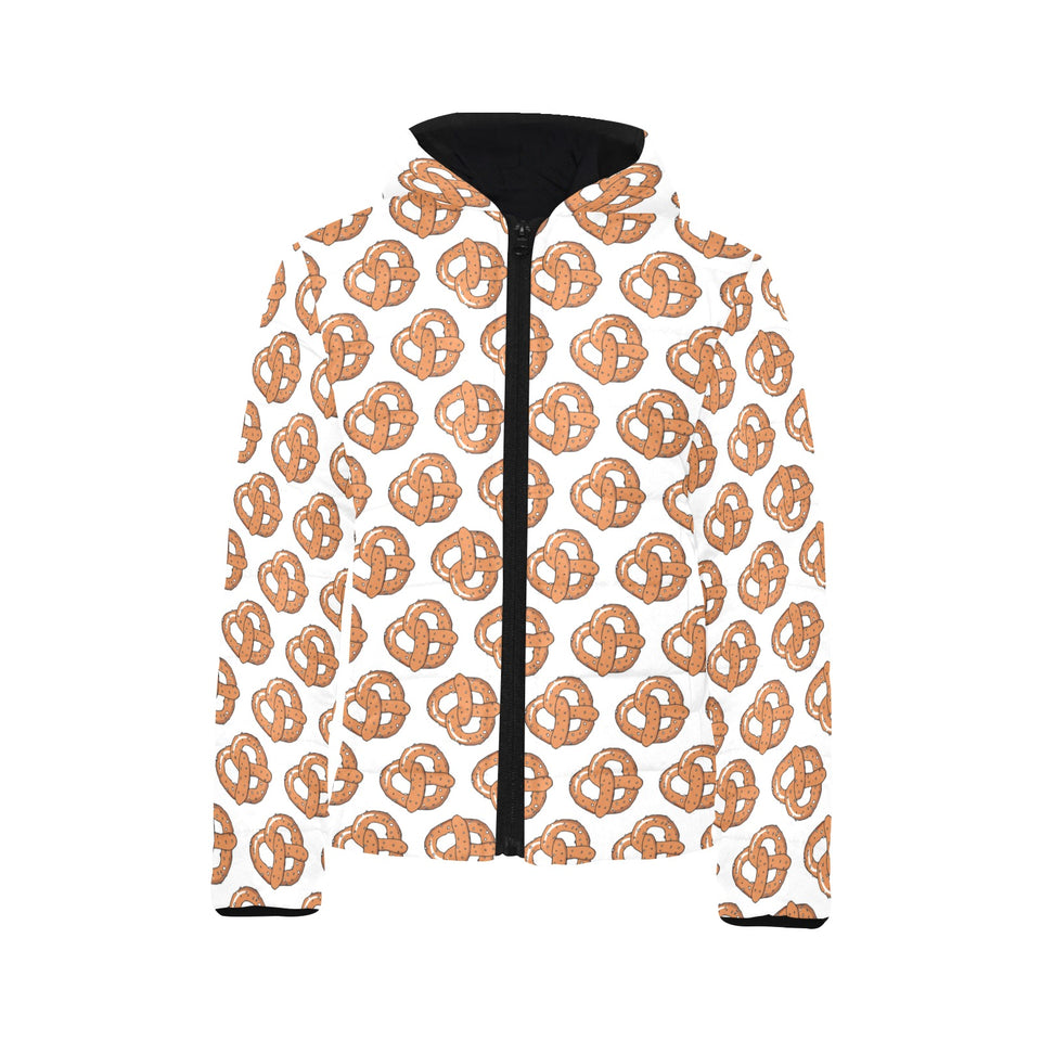 Pretzels Pattern Print Design 05 Kids' Boys' Girls' Padded Hooded Jacket