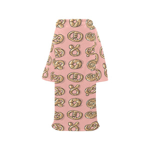 Pretzels Pattern Print Design 04 Blanket Robe with Sleeves