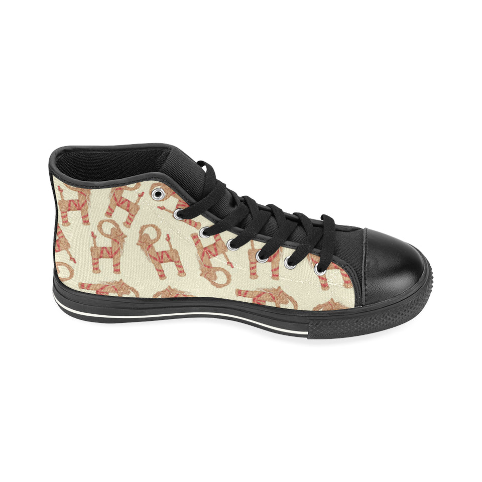 Yule Goat or Christmas goat Pattern Women's High Top Canvas Shoes Black