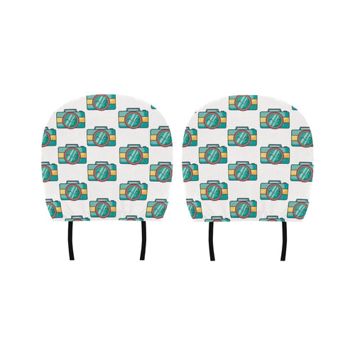 Camera Pattern Print Design 02 Car Headrest Cover