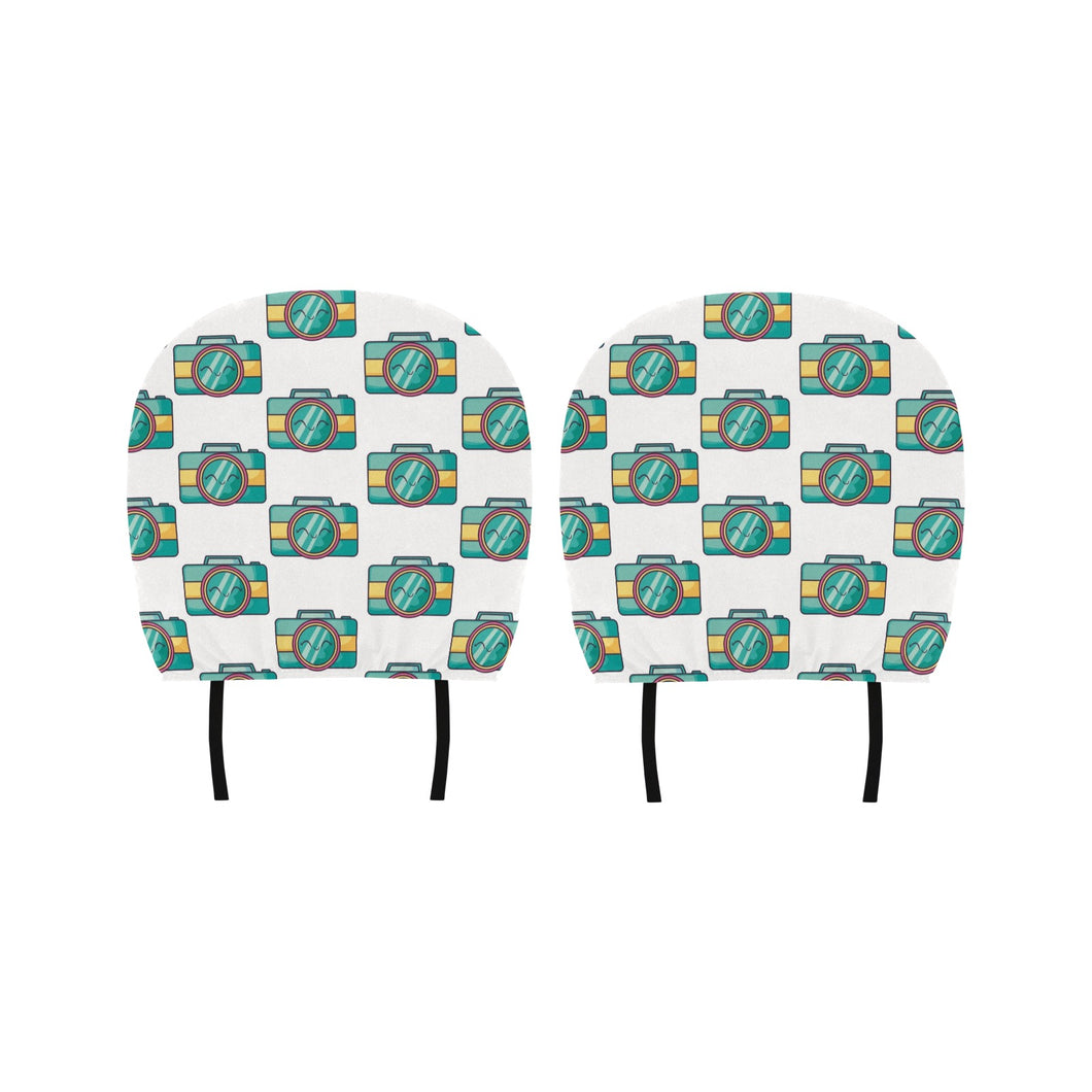 Camera Pattern Print Design 02 Car Headrest Cover