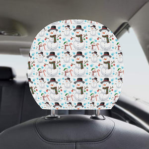 Snowman Pattern Background Car Headrest Cover