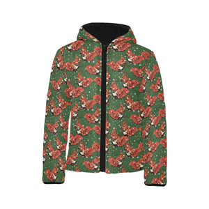 Squirrel Pattern Print Design 03 Kids' Boys' Girls' Padded Hooded Jacket