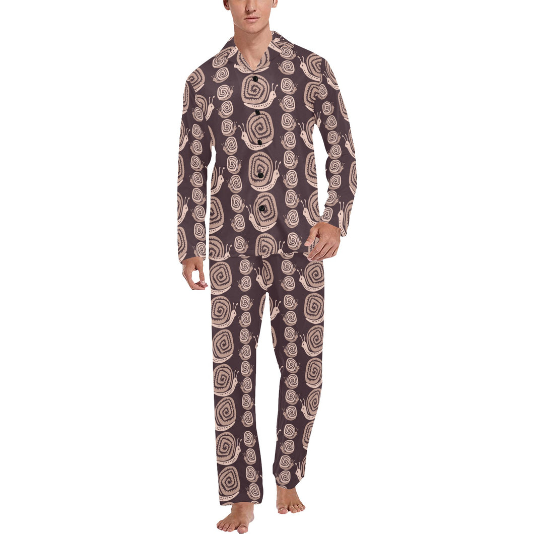 Snail Pattern Print Design 03 Men's Long Pajama Set