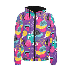 Snail Pattern Print Design 02 Men's Padded Hooded Jacket(ModelH42)