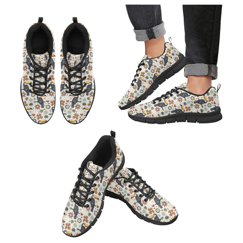 Toucan Flower Pattern Men's Sneakers Black